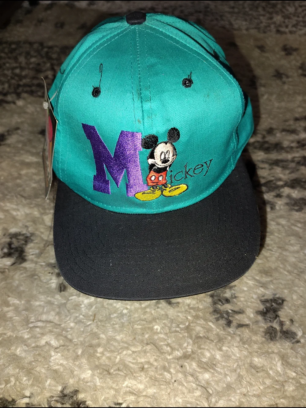Disney Mickey Embroidered Teal & Black Snapback Cap